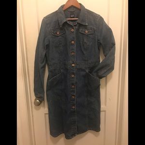 1990s Retro GAP Long Sleeve Denim Dress